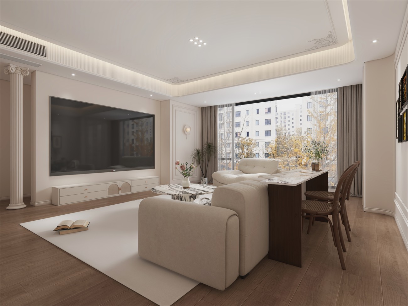 建發(fā)縵云147平法式風(fēng)格客廳裝修效果圖